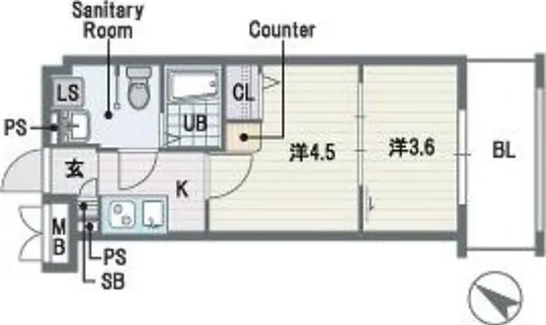 福岡県福岡市中央区高砂1丁目【マンション】の間取り