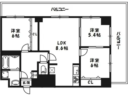 大阪府大阪市北区豊崎4丁目【マンション】の間取り