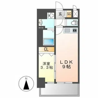 プレサンス名駅南エディフィス【905号室】の間取り