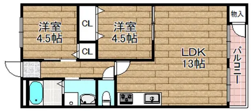 森田マンションB棟【2階】の間取り
