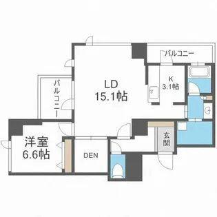 クロスレジデンス大阪新町【19階】の間取り