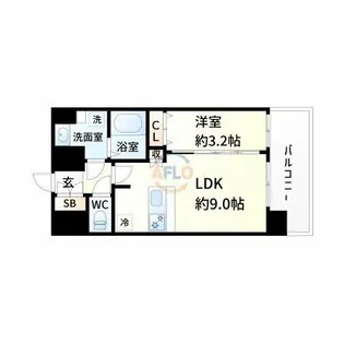 アドバンス大阪ビヤン【11階】の間取り