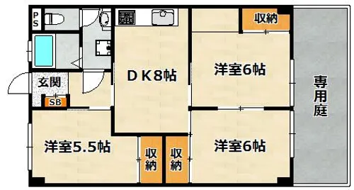 熊野サンハイツ【103号室】の間取り