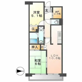 アーバンドエル庄内通【603号室】の間取り