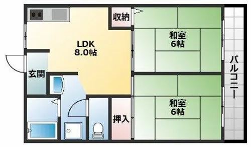 ビューハイム茶の木【306号室】の間取り