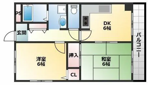 ビューハイム茶の木【401号室】の間取り