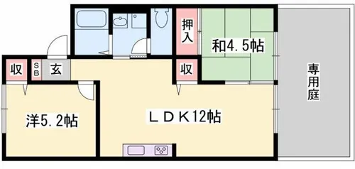 アイネス【B101号室】の間取り