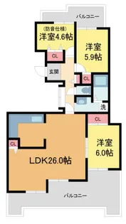 パラツィーナセシリア仁川弐番館【3階】の間取り