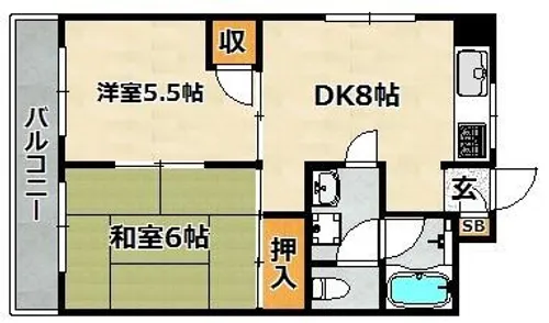 バルミー兵庫Ⅱ【502号室】の間取り