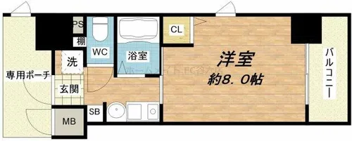 エステムコート心斎橋EASTエリジオン【9階】の間取り