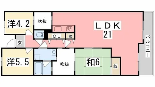 エクレール東辻井【203号室】の間取り