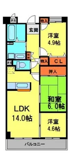 フレア花屋敷【105号室】の間取り