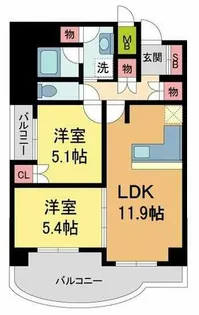 仁川リバーサイドヒルズ【601号室】の間取り