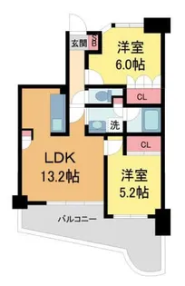 グラン・ブルー宝塚【13階】の間取り