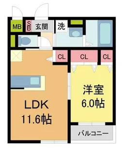 アーバンリオグランデ池田【202号室】の間取り