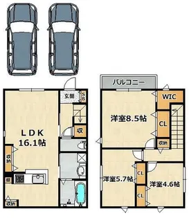兵庫県神戸市兵庫区羽坂通4丁目【一戸建】の間取り