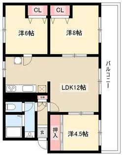 亀の井ハイツ【4階】の間取り