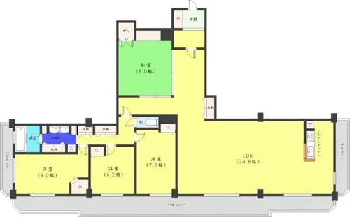 知事公館前タワーレジデンス【30階】の間取り