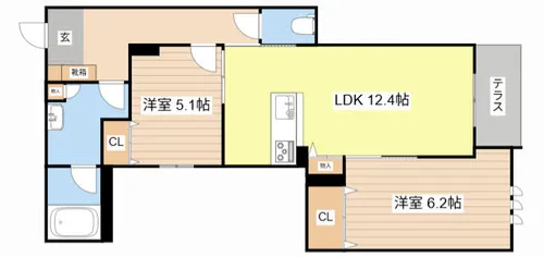 シャーメゾン カレ リアンジュ【105号室】の間取り