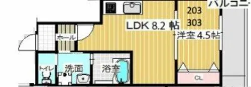 大阪府堺市西区下田町【アパート】の間取り