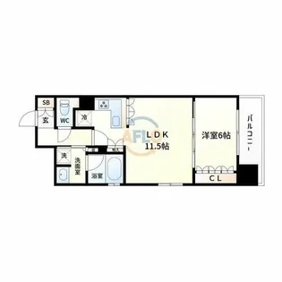 リーガル西長堀Ⅱ【3階】の間取り