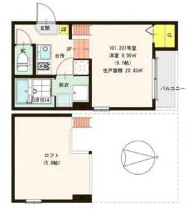ハーモニーテラス平野西【2階】の間取り