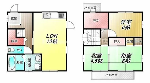 大阪府八尾市東山本町1丁目【一戸建】の間取り