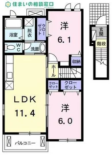 愛知県西尾市熊味町東平角【アパート】の間取り