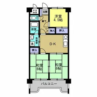 長根ハイツ【206号室】の間取り