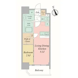 セレニテ夕陽丘エクラ【4階】の間取り