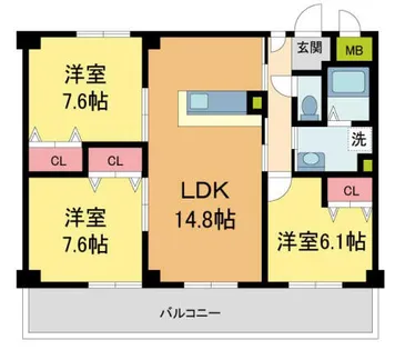 ハビタットセレッソIII【402号室】の間取り