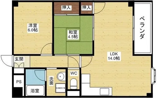北淀宝ハイツベゴニア【6階】の間取り