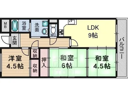 エクセレンス茨木【5階】の間取り