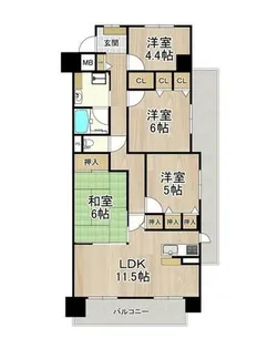 大阪府堺市堺区山本町1丁【マンション】の間取り