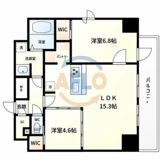 AFFLUENCE難波EAST【15階】の間取り