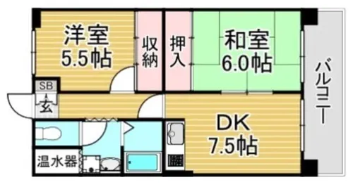 福岡県大野城市中央1丁目【マンション】の間取り