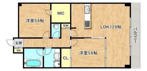 大阪府大阪市東成区玉津1丁目【マンション】の間取り