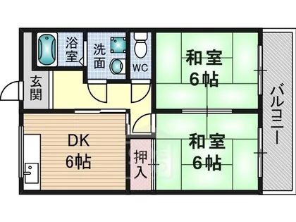 水尾グリーンハイツC棟【2階】の間取り