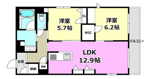 パラッツォ グロリオーサⅢ【207号室】の間取り