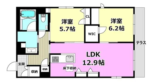 パラッツォ グロリオーサⅢ【107号室】の間取り
