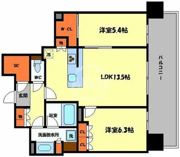 ブランズタワー御堂筋本町【25階】の間取り