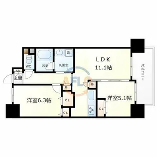 ベリー海老江【10階】の間取り