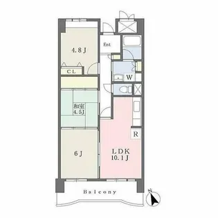 グランデージ住之江【5階】の間取り