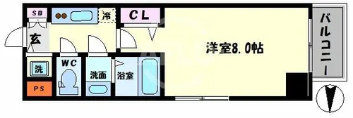 レジュールアッシュ天王寺堂ヶ芝【11階】の間取り