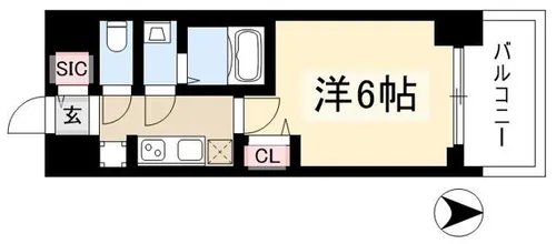 プレサンス名古屋菊井セルカ【7階】の間取り