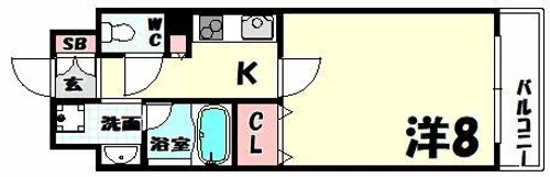 アミーグランコート三宮【6階】の間取り