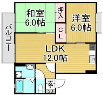 福岡県春日市春日6丁目【アパート】の間取り