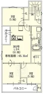クリエオーレ南正雀【3階】の間取り