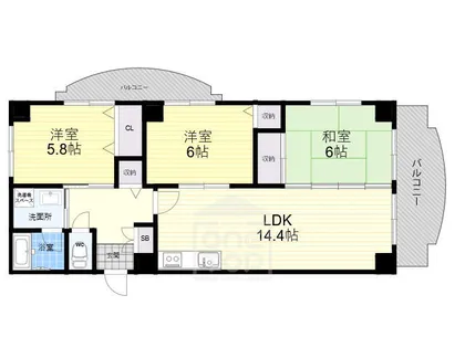 ボー・ドミール南茨木【3階】の間取り