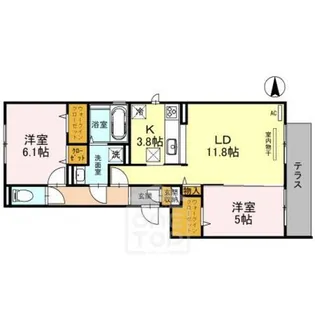 2LDKの間取り画像